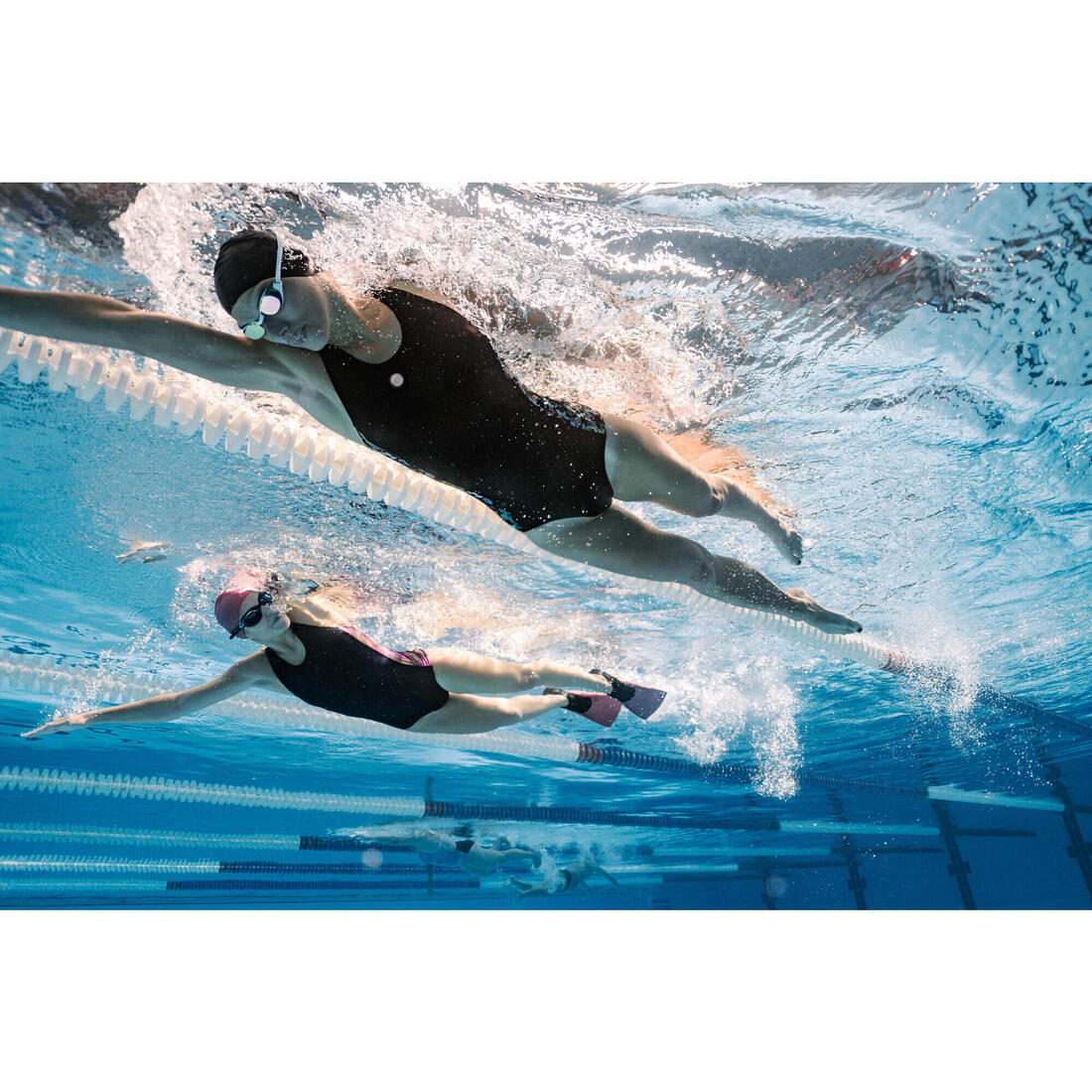 ALETAS NATACIÓN TRAINFIN 500 AZUL ROSADO - Image 23