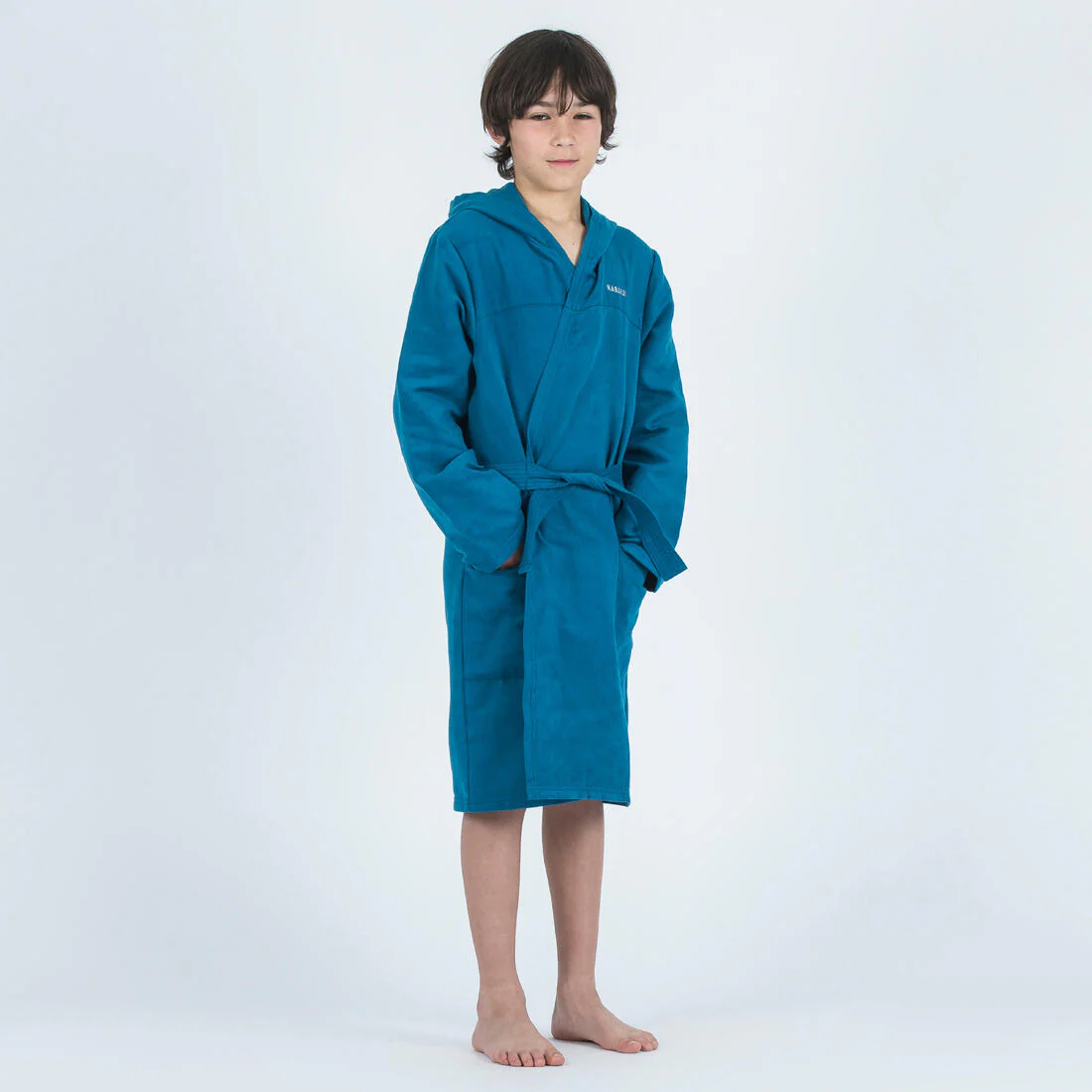 Albornoz Niños Azul Prusia Capucha Compacto Microfibra - Image 2