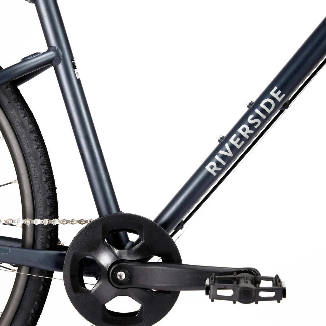 Bicicleta Híbrida Riverside 500 Azul Oscuro Freno Disco 9 Velocidades - Image 4