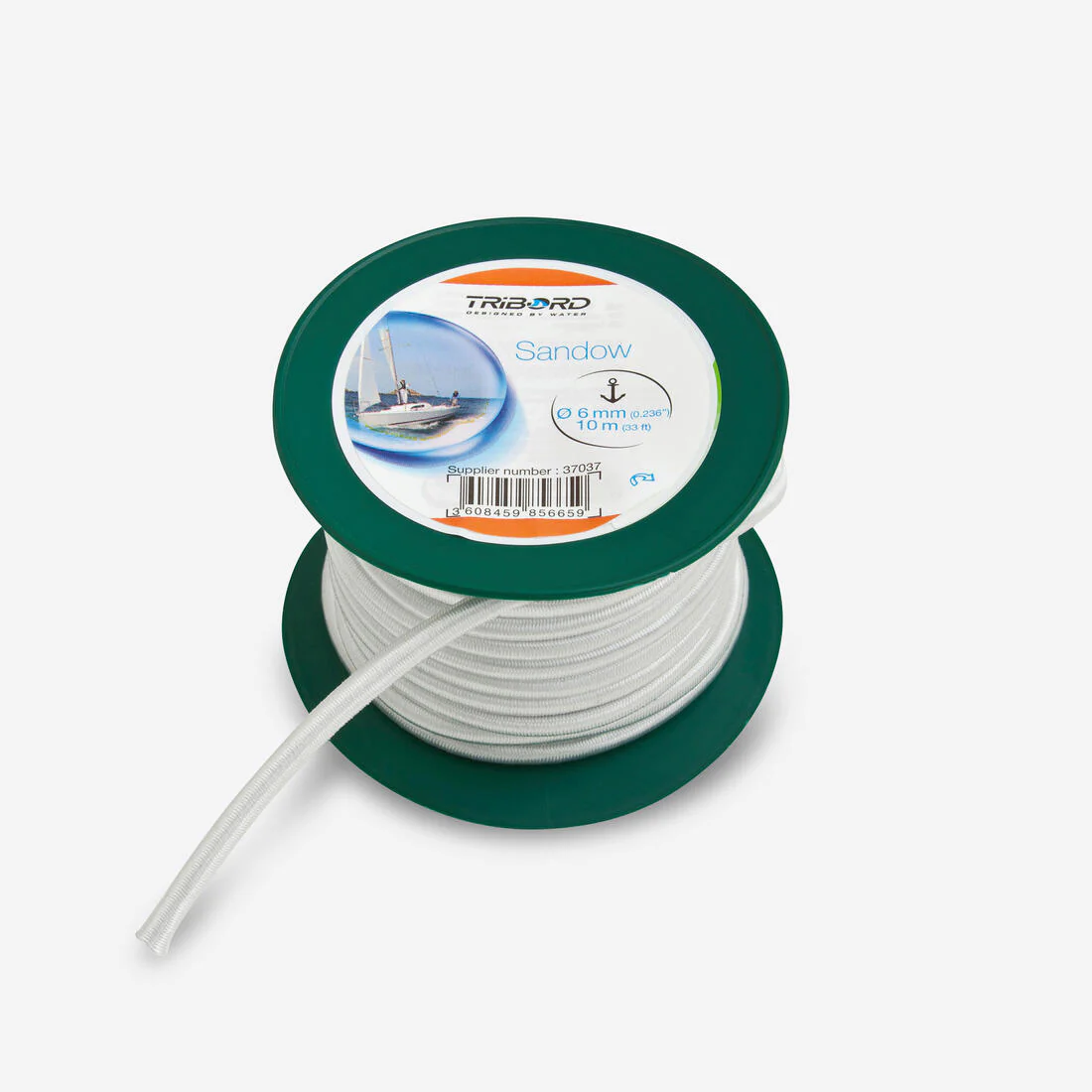 BOBINA EMBARCACIÓN SANDOW 6 MM x 10 M BLANCA ELÁSTICA