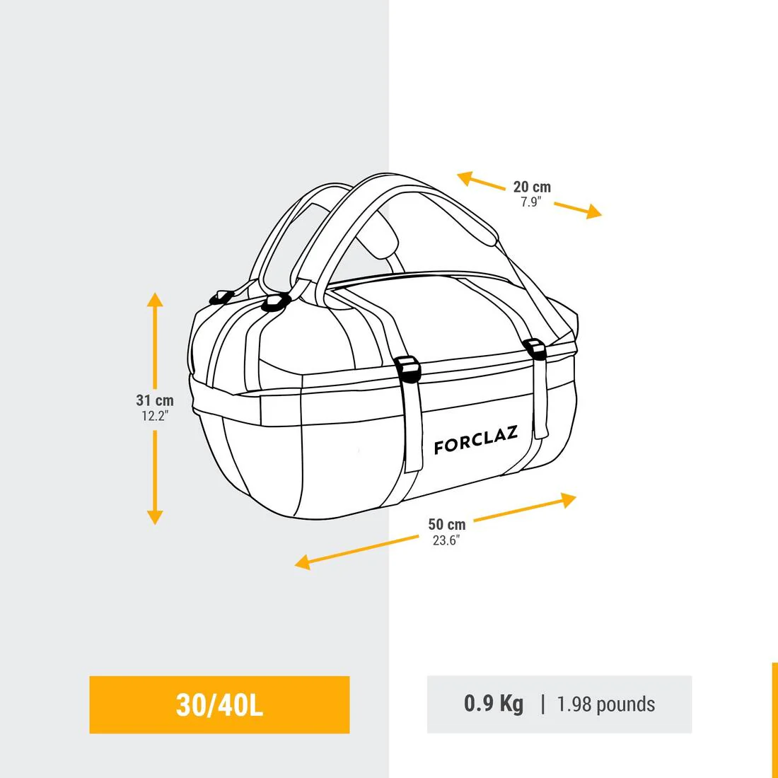 BOLSO DE TRANSPORTE DE SENDERISMO 30L A 40L DUFFEL 500 EXTEND - Image 6