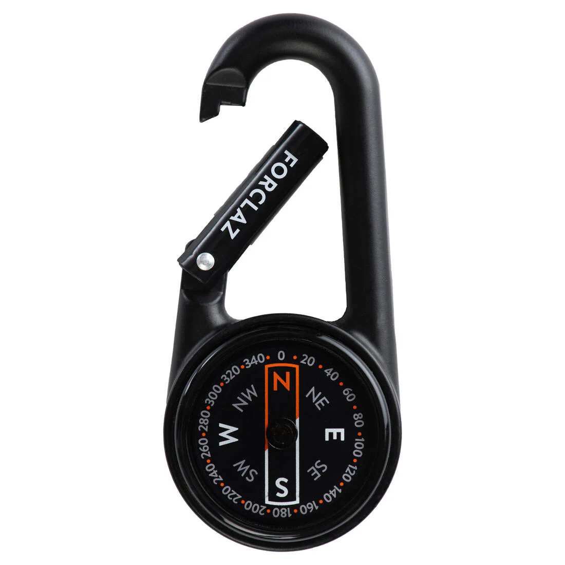 BRÚJULA DE ORIENTACIÓN COMPACTA CON MOSQUETÓN NEGRO