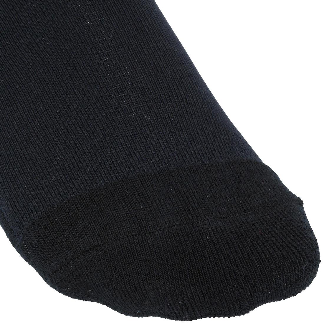 CALCETINES EQUITACIÓN 100 ADULTO NEGRO RAYAS BLANCAS Y GRISES - Image 2