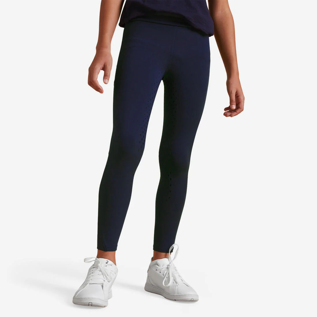 Leggings Equitación 500 Niños Azul Negro Full Grip