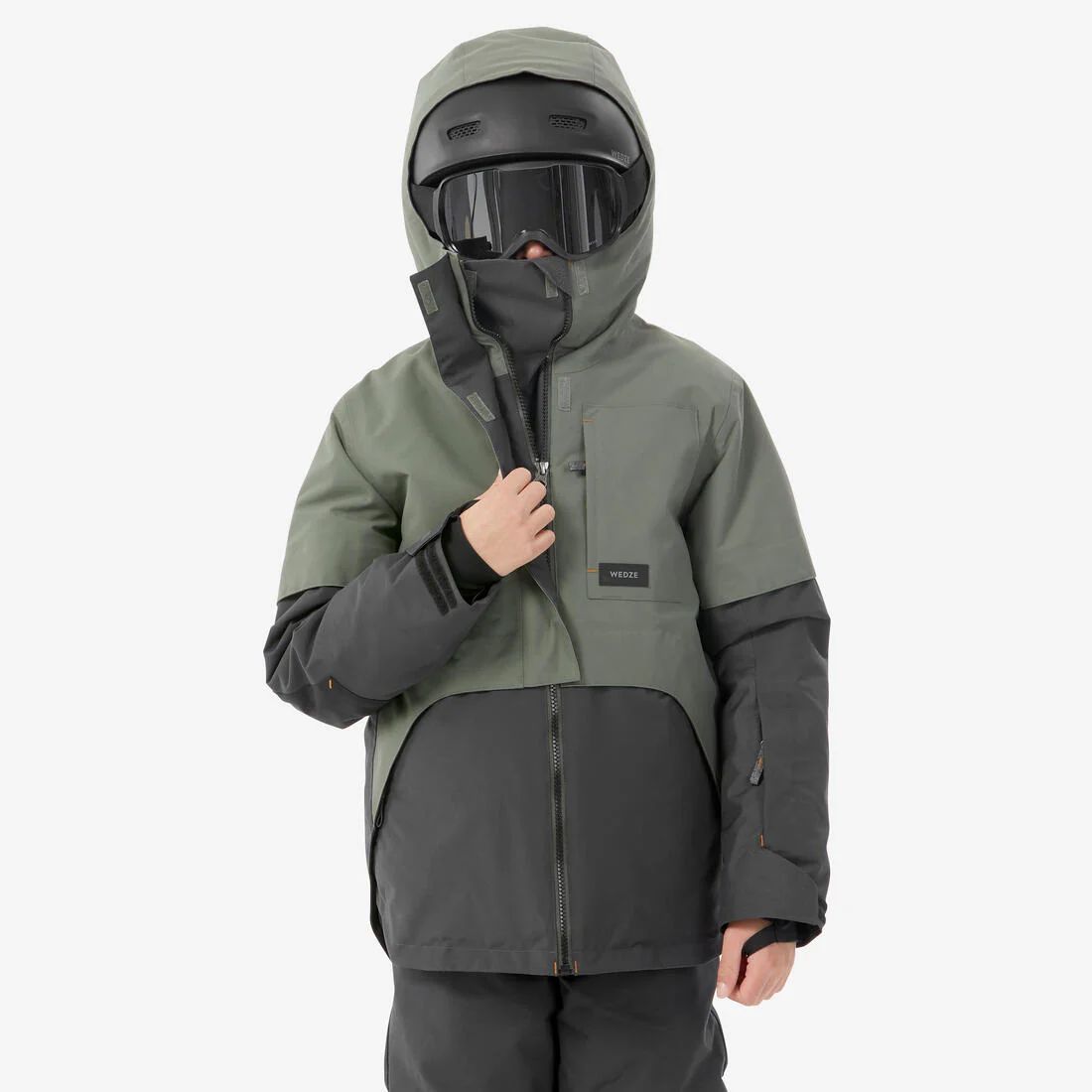 CHAQUETA DE SNOWBOARD NIÑOS LARGA Y MUY RESISTENTE - SNB 500 - CAQUI