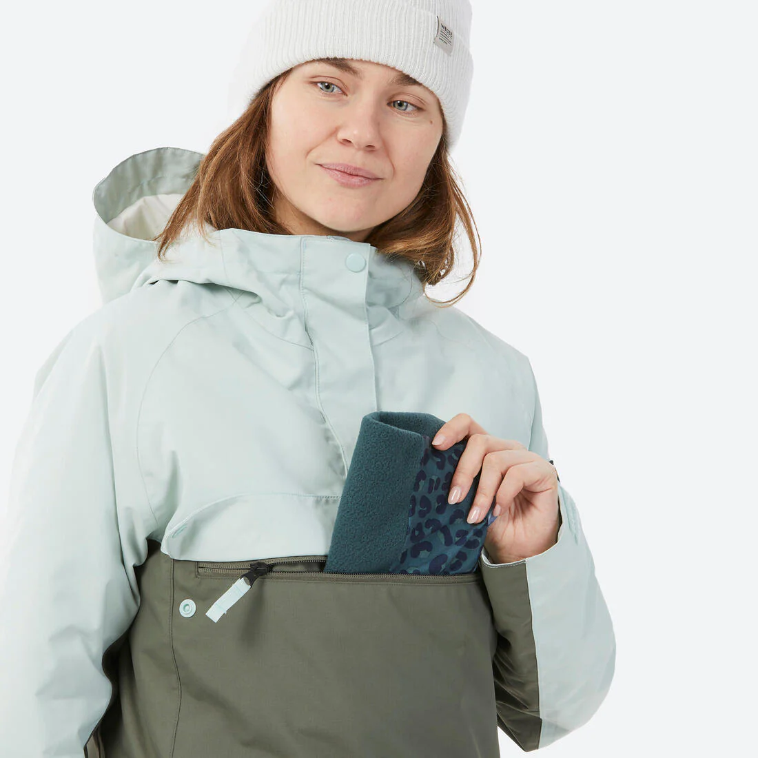 PARKA DE SNOWBOARD 1/2 CIERRE MUJER SNB 100 VERDE CAQUI - Image 10