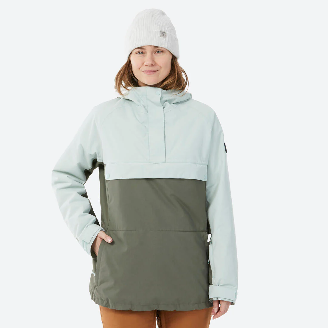 PARKA DE SNOWBOARD 1/2 CIERRE MUJER SNB 100 VERDE CAQUI - Image 8