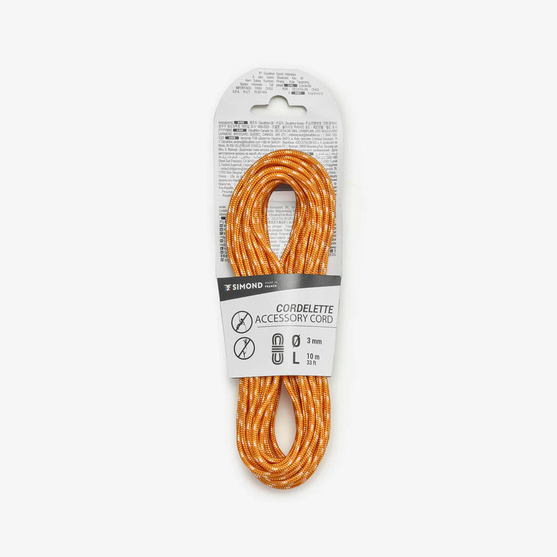 CORDÍN DE ESCALADA 3 MM X 10 M NARANJO