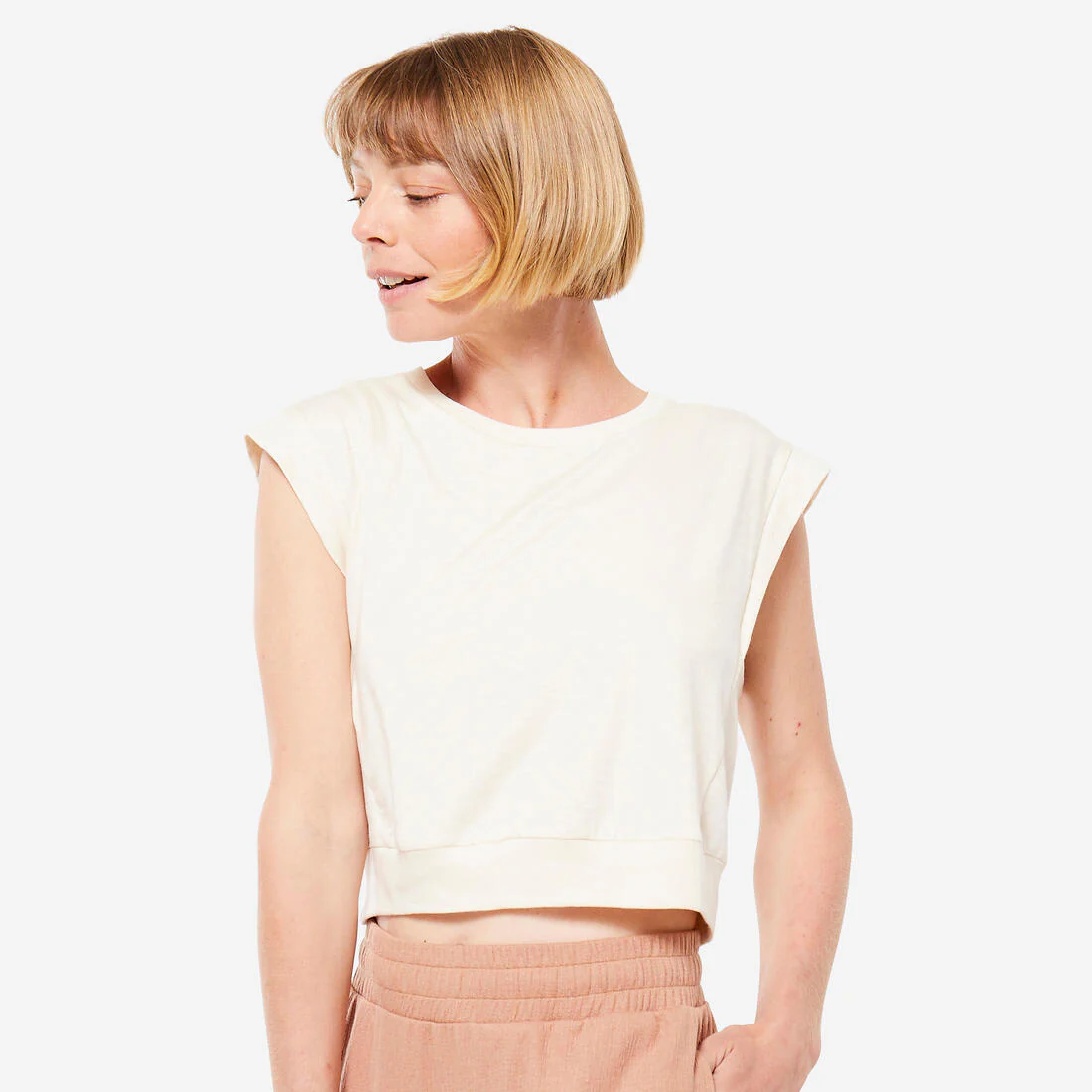 CROP TOP YOGA BEIGE HOLGADA