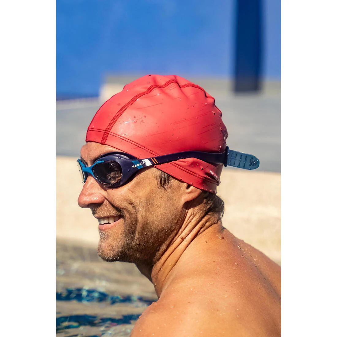 GORRO NATACIÓN LINE BLANCO ROJO PUNTO REVESTIDO TEJIDO ESTAMPADO TALLA M - Image 19