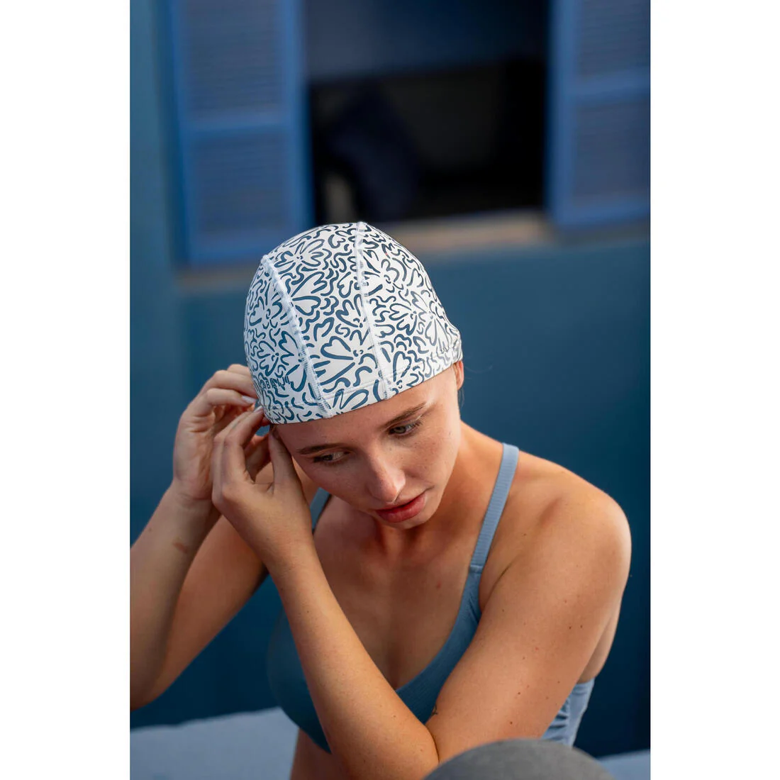 GORRO NATACIÓN LINE BLANCO ROJO PUNTO REVESTIDO TEJIDO ESTAMPADO TALLA M - Image 27