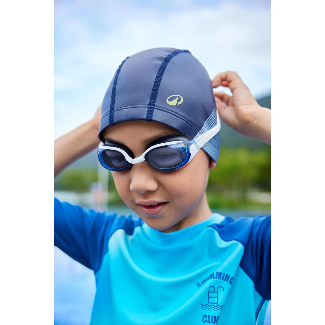GORRO NATACIÓN LINE BLANCO ROJO PUNTO REVESTIDO TEJIDO ESTAMPADO TALLA M - Image 38