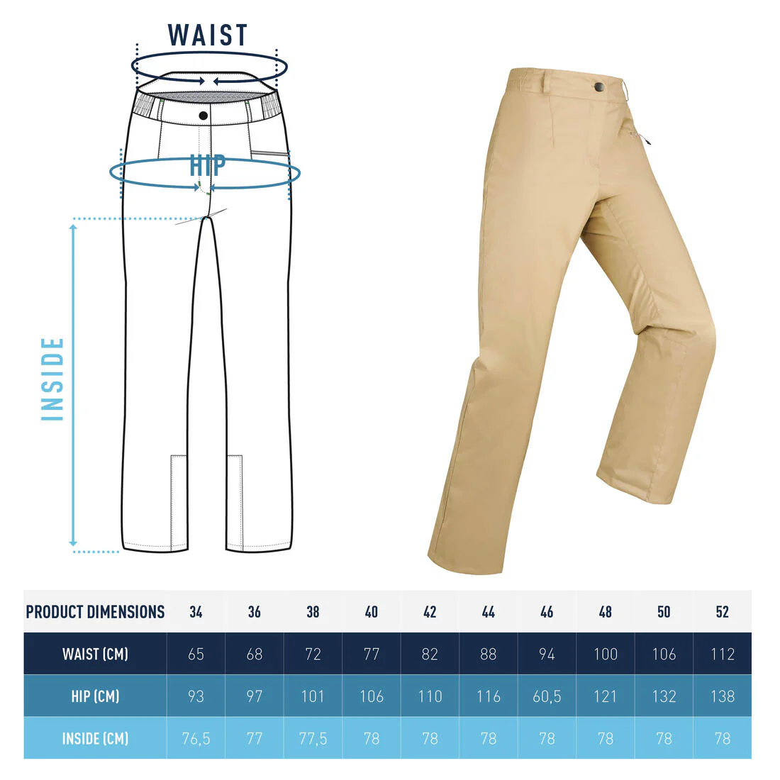 PANTALÓN DE SKI CÁLIDO MUJER 100 BEIGE - Image 9