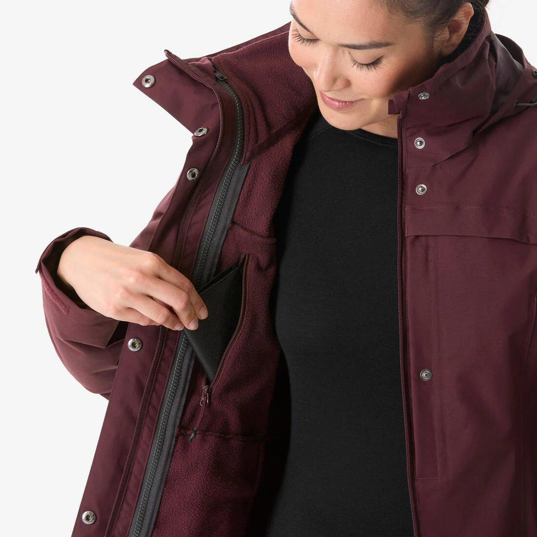 CHAQUETA 3EN1 DE SENDERISMO MUJER 0 °C NH100 IMPERMEABLE - Image 17