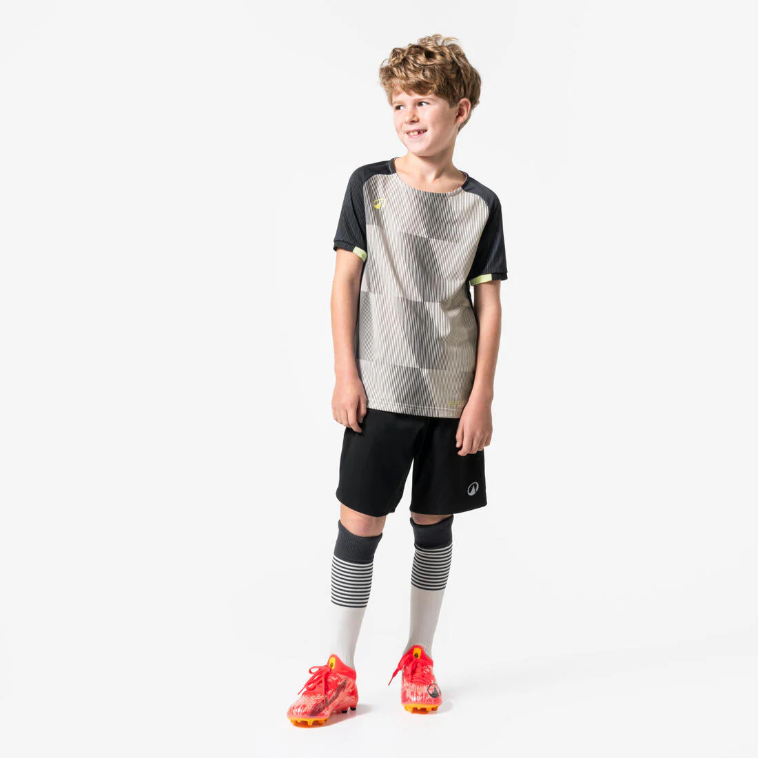 Camiseta de fútbol niño manga corta Viralto JR Dope Gris, Marfil y Amarillo - Image 2