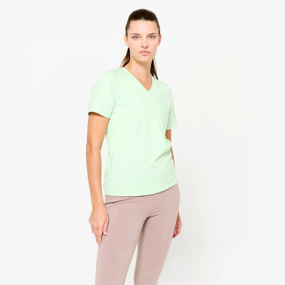 POLERA FITNESS MUJER CUELLO V ALGODÓN