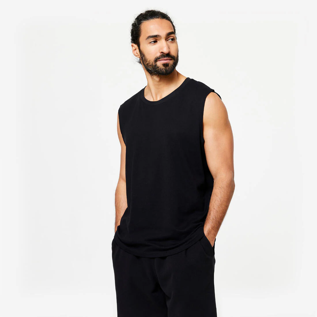 POLERA SIN MANGAS FITNESS HOMBRE 500 ALGODÓN