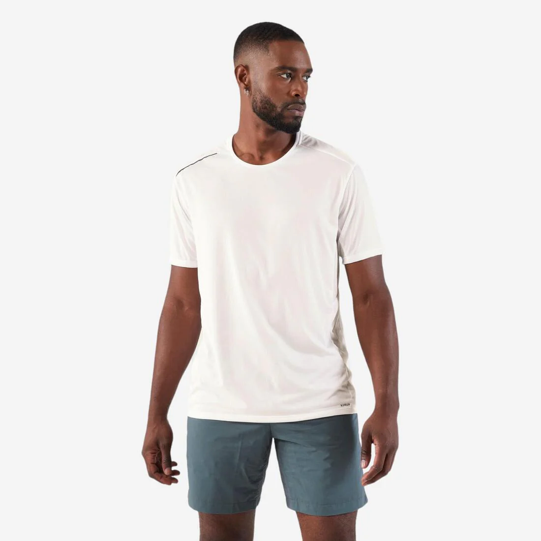 Polera de Running transpirable hombre - KIPRUN Run 500 Dry + Blanco glaciar