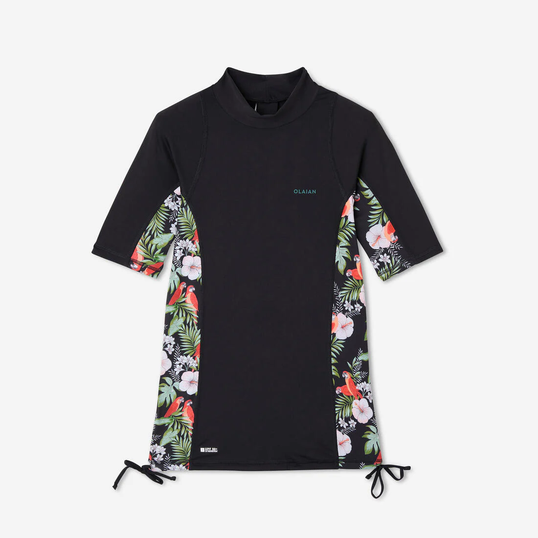 Polera Surf Top 500 Parrot Mujer Negro Floral Manga Corta Anti-UV - Image 12
