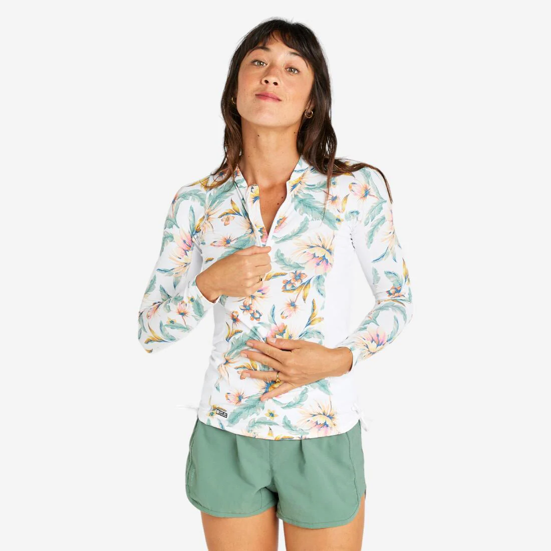 Polera Anti-UV Surf 500 Belly Mujer Blanco Manga Corta - Image 2