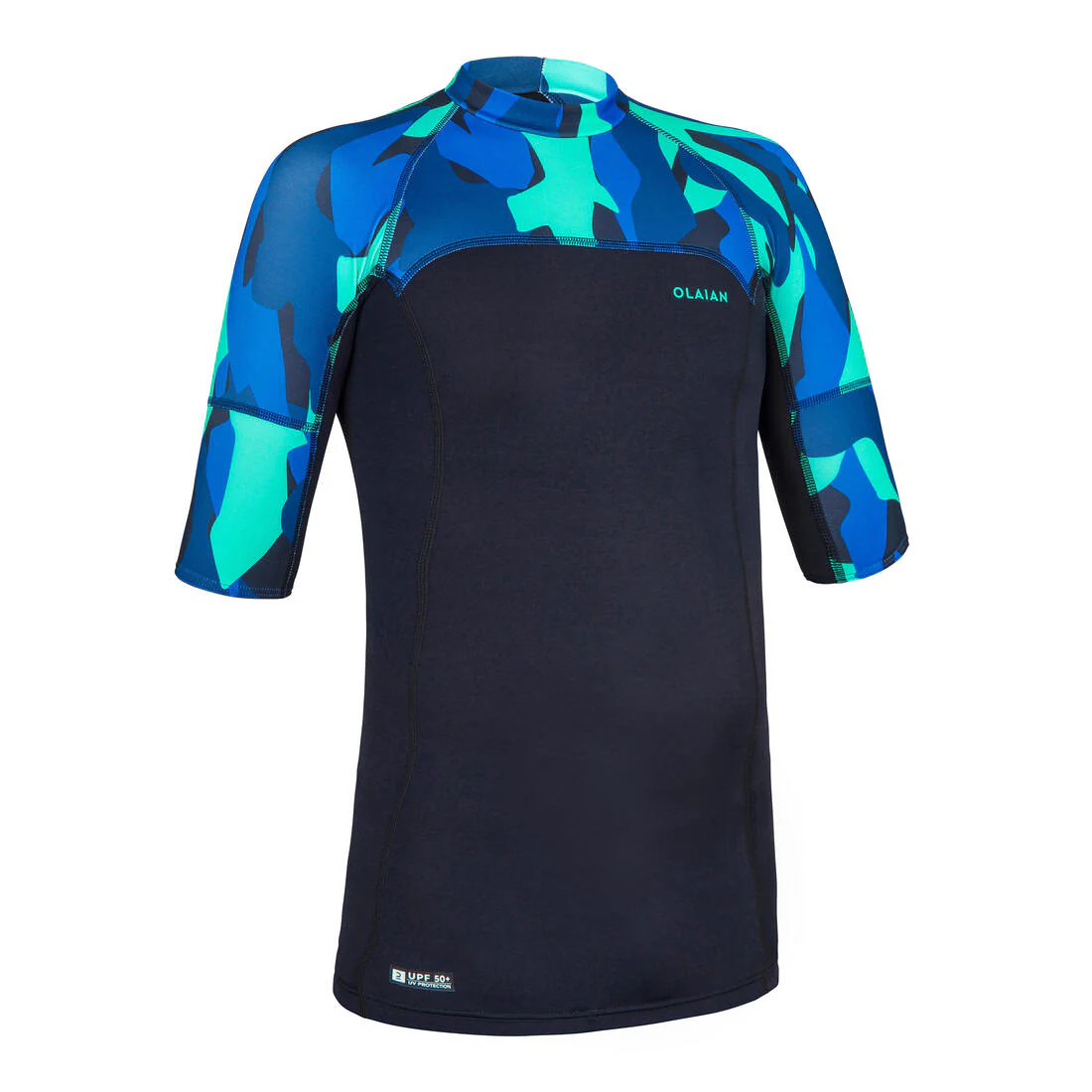 POLERA ANTI-UV NIÑOS NEGRO AZUL CAMUFLAJE MANGA CORTA