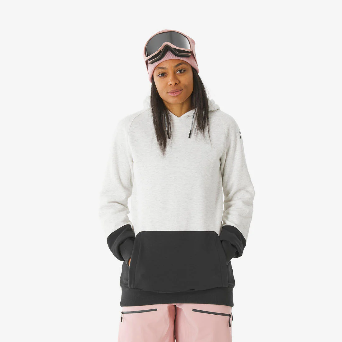 POLERÓN SNOWBOARD GORRO MUJER BEIGE Y NEGRO