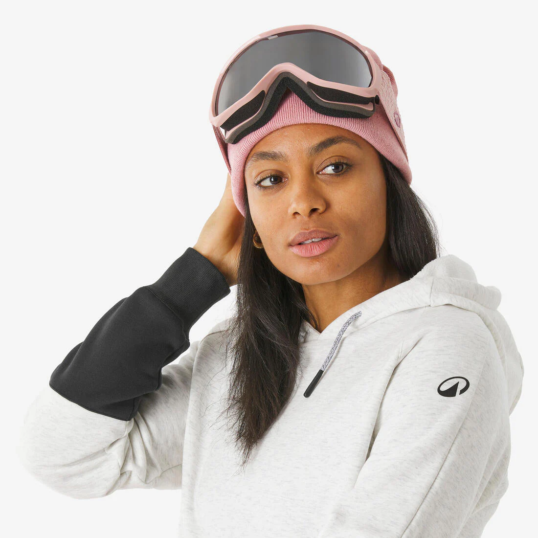 POLERÓN SNOWBOARD GORRO MUJER BEIGE Y NEGRO - Image 5
