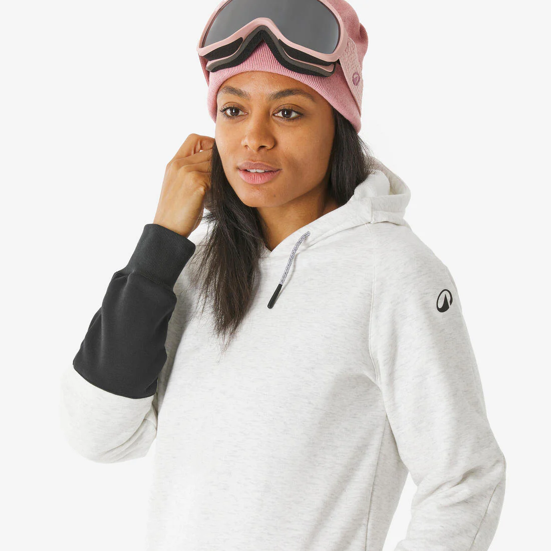 POLERÓN SNOWBOARD GORRO MUJER BEIGE Y NEGRO - Image 7