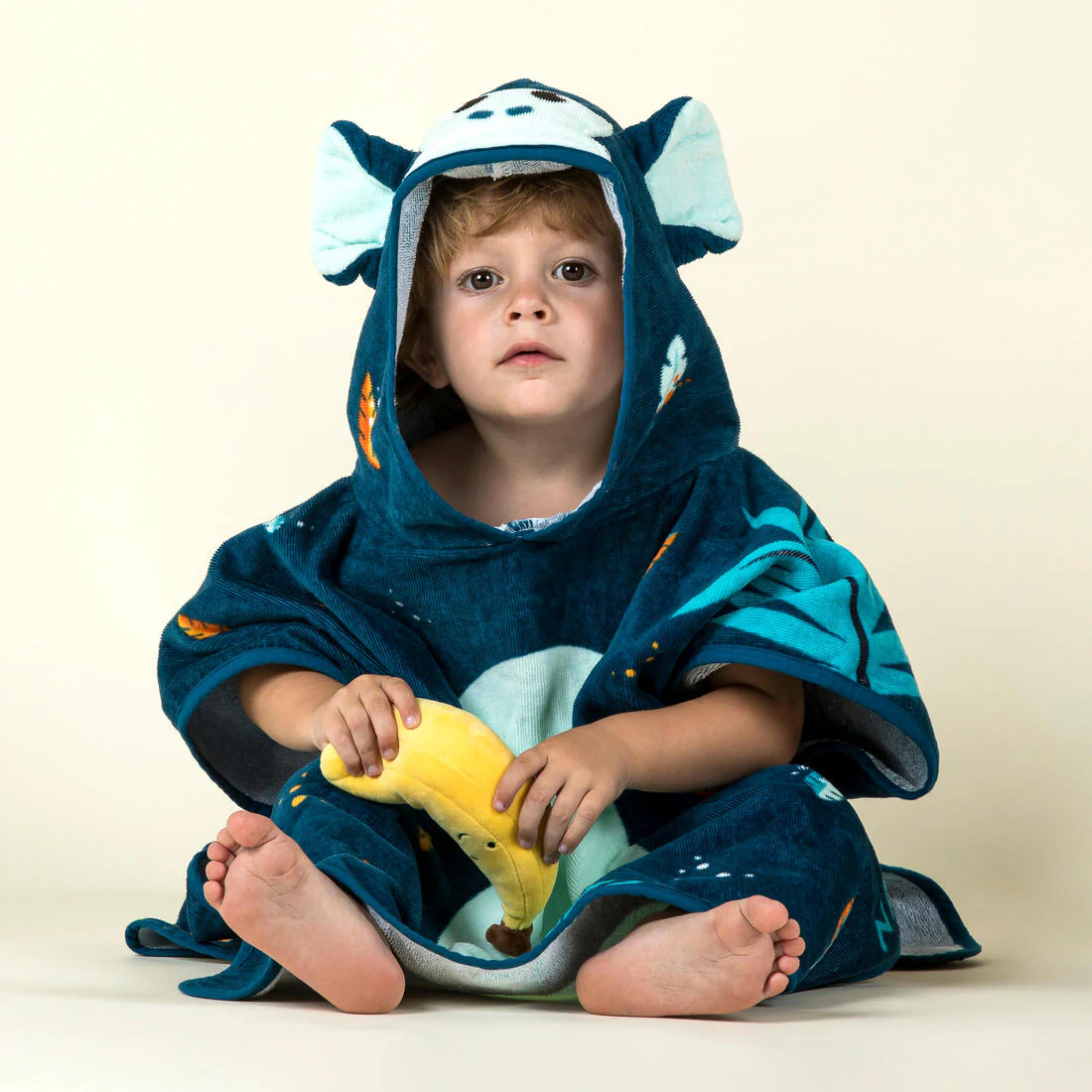 PONCHO DE BAÑO BEBÉS AZUL OSCURO ALGODÓN MONO - Image 3