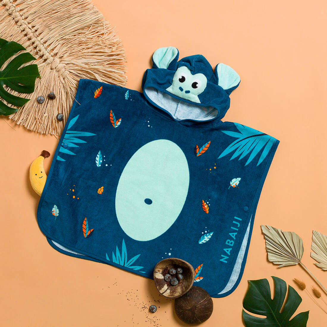 PONCHO DE BAÑO BEBÉS AZUL OSCURO ALGODÓN MONO - Image 4