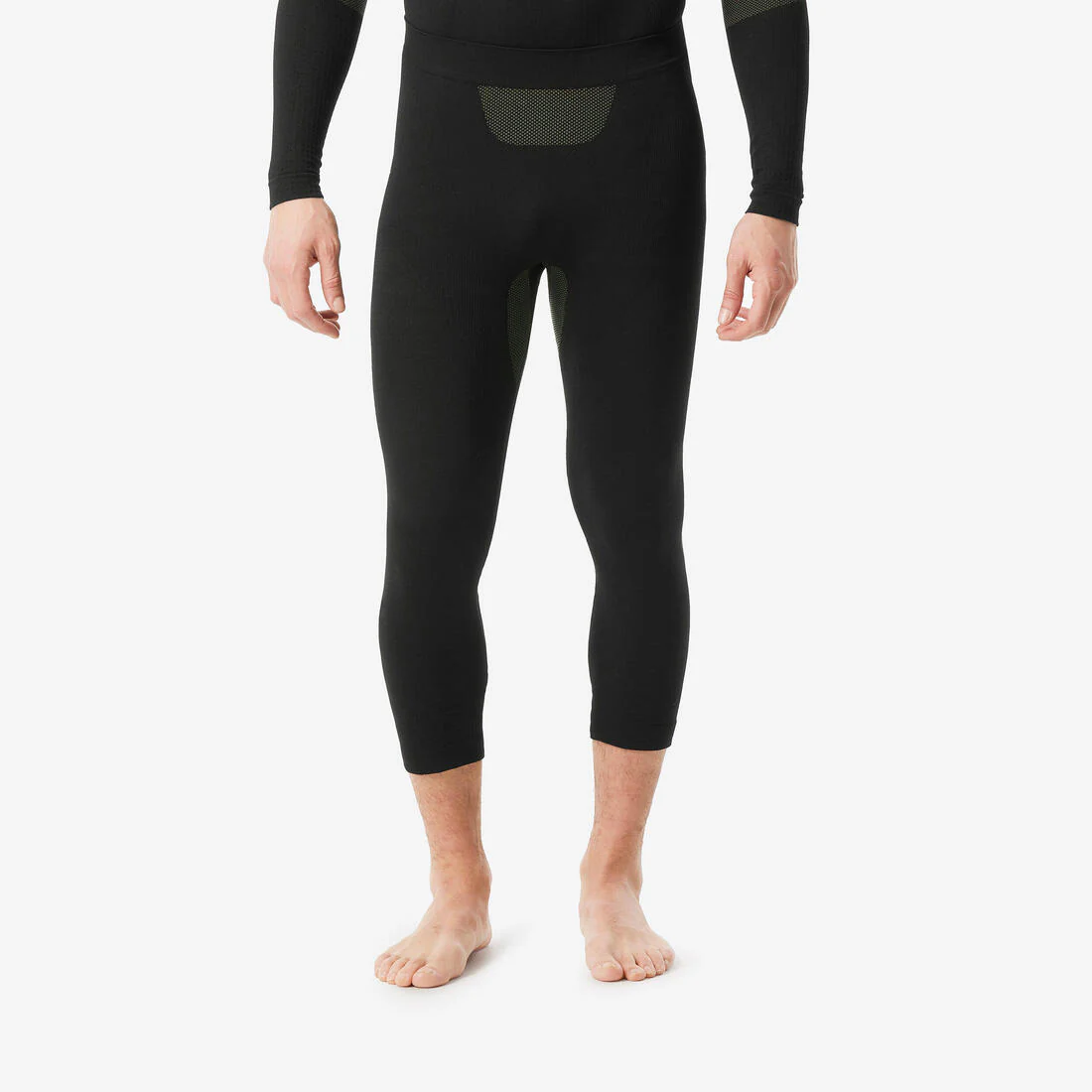 Pantalón térmico de esquí seamless hombre, BL 500 Soft - negro y caqui