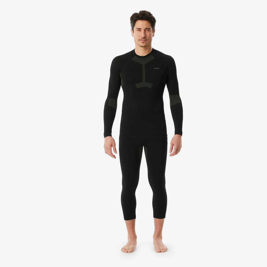 Pantalón térmico de esquí seamless hombre, BL 500 Soft - negro y caqui - Image 3