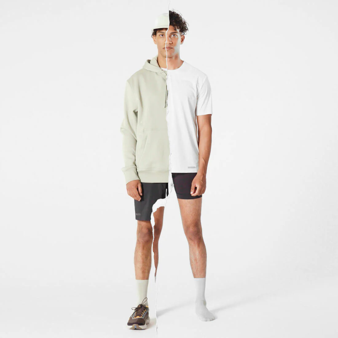 Shorts running transpirable 2 en 1 hombre - Dry 550 negro - Image 10