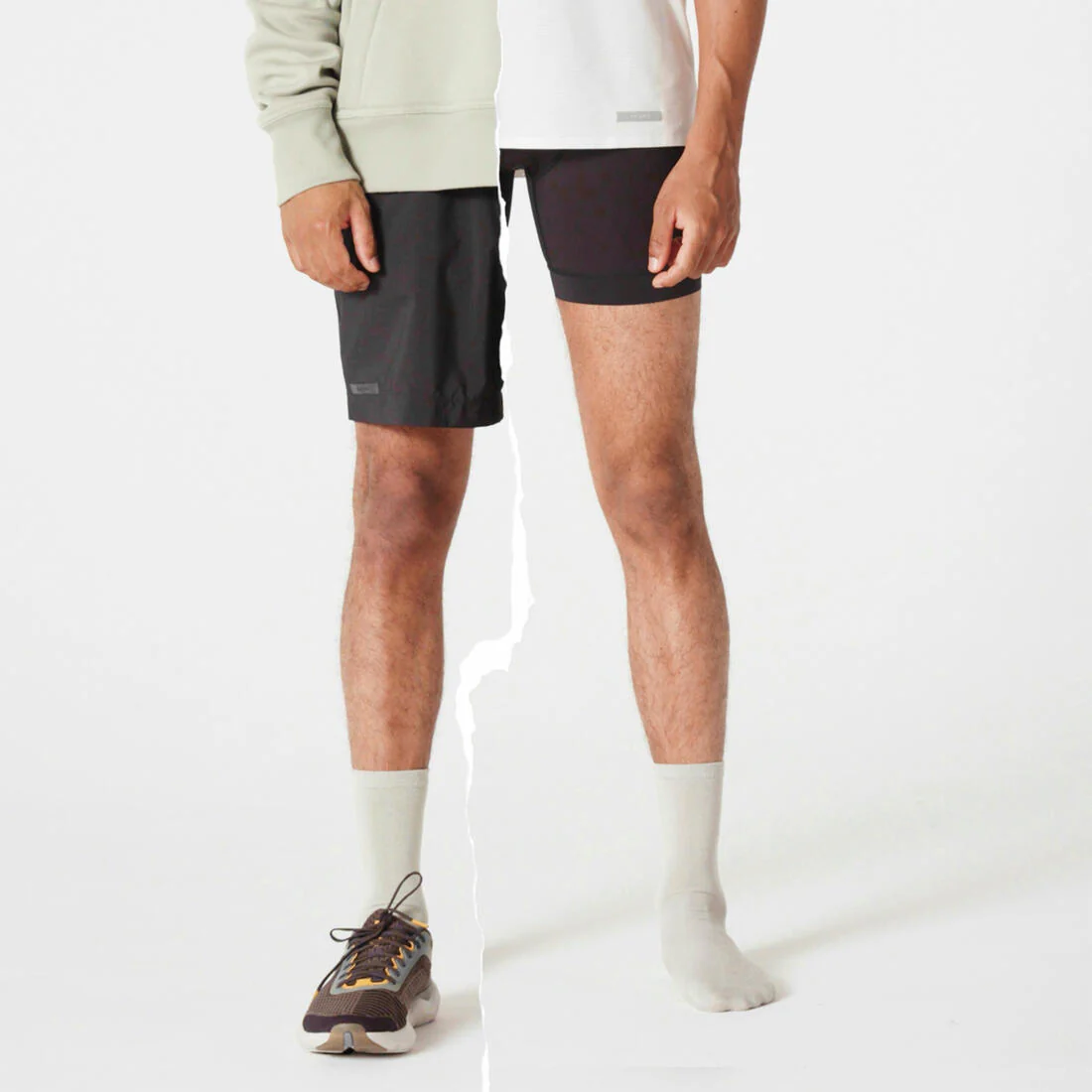 Shorts running transpirable 2 en 1 hombre - Dry 550 negro - Image 11