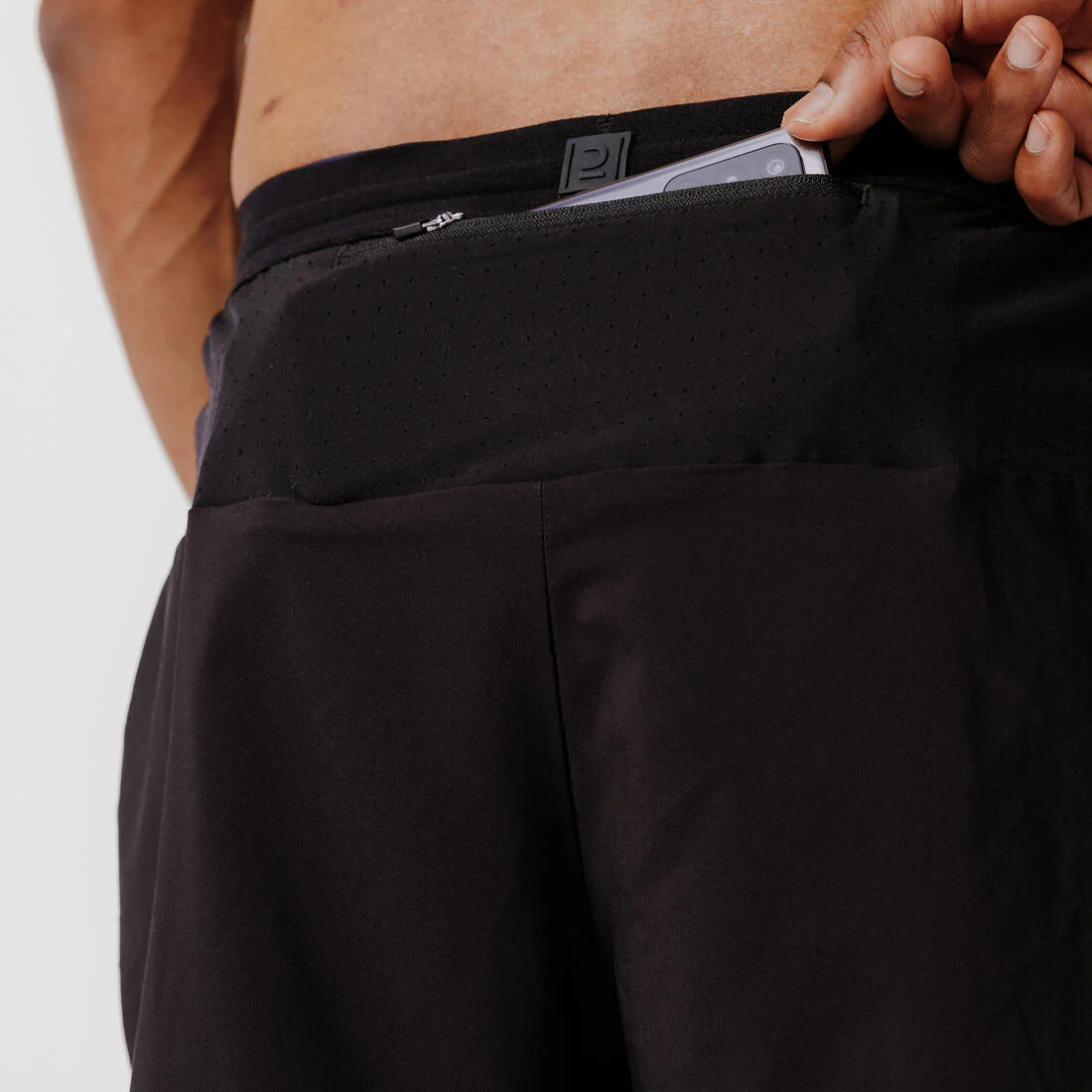 Shorts running transpirable 2 en 1 hombre - Dry 550 negro - Image 7