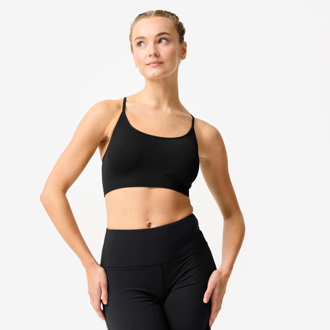 Sujetador Bralette Mujer Negro Acanalado