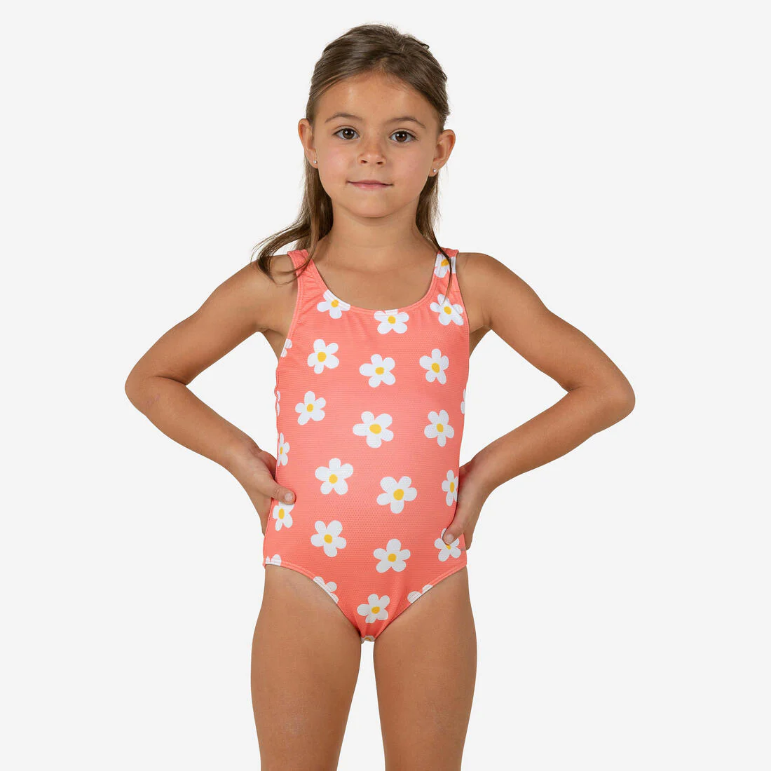TRAJE DE BAÑO BEBÉ/NIÑA CORAL ESTAMPADO FLORES TEXTURA GOFRADO